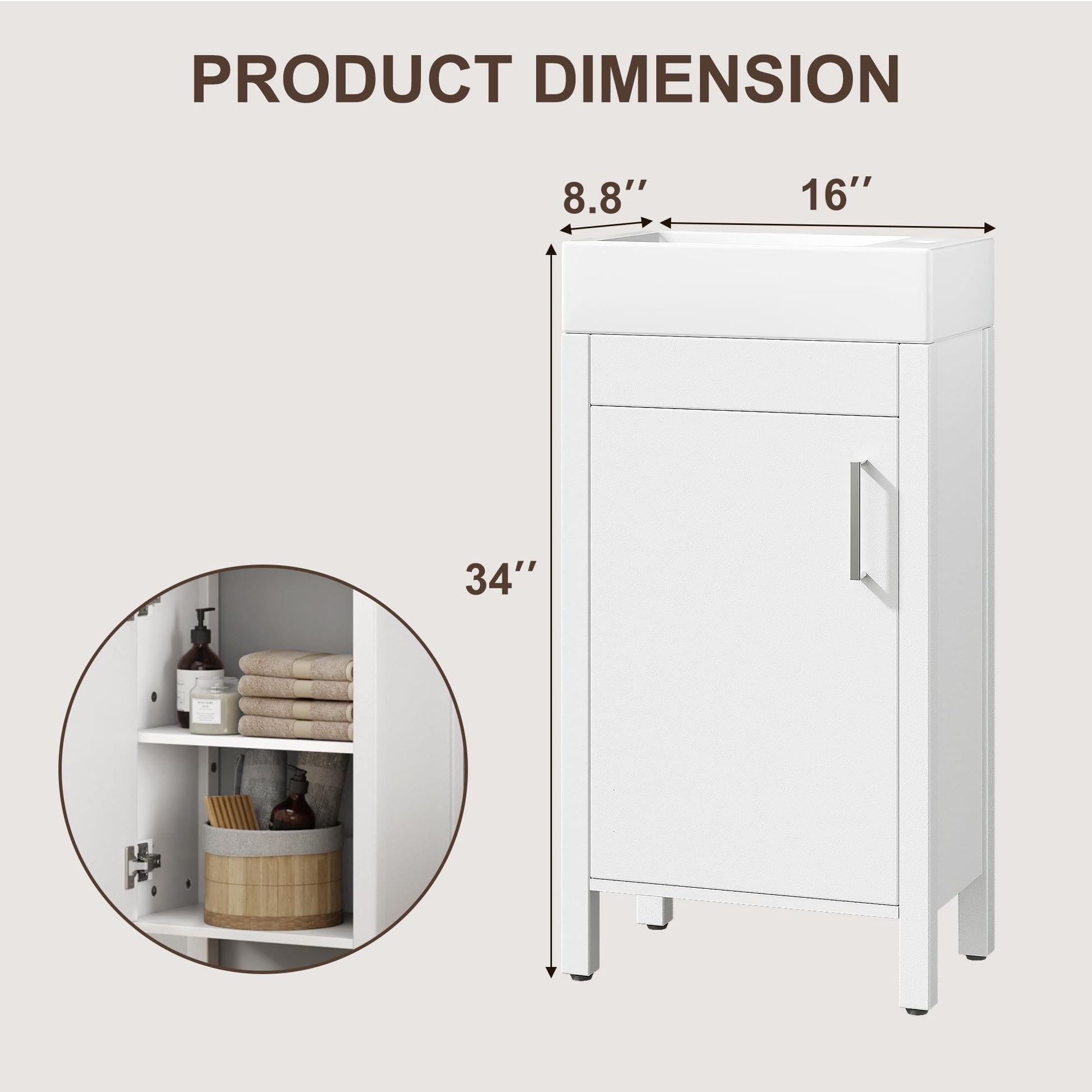 Product dimensions for 16 inch bathroom vanity with sink