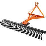 Garvee 3 Point 5 FT Landscape Rake, 60" Width 3 Point Rock Rake Tow-Behind Garden Tool for Compact Tractors, Fits Category 1 Hookup, 360 Degree Rotation Lawn Rake