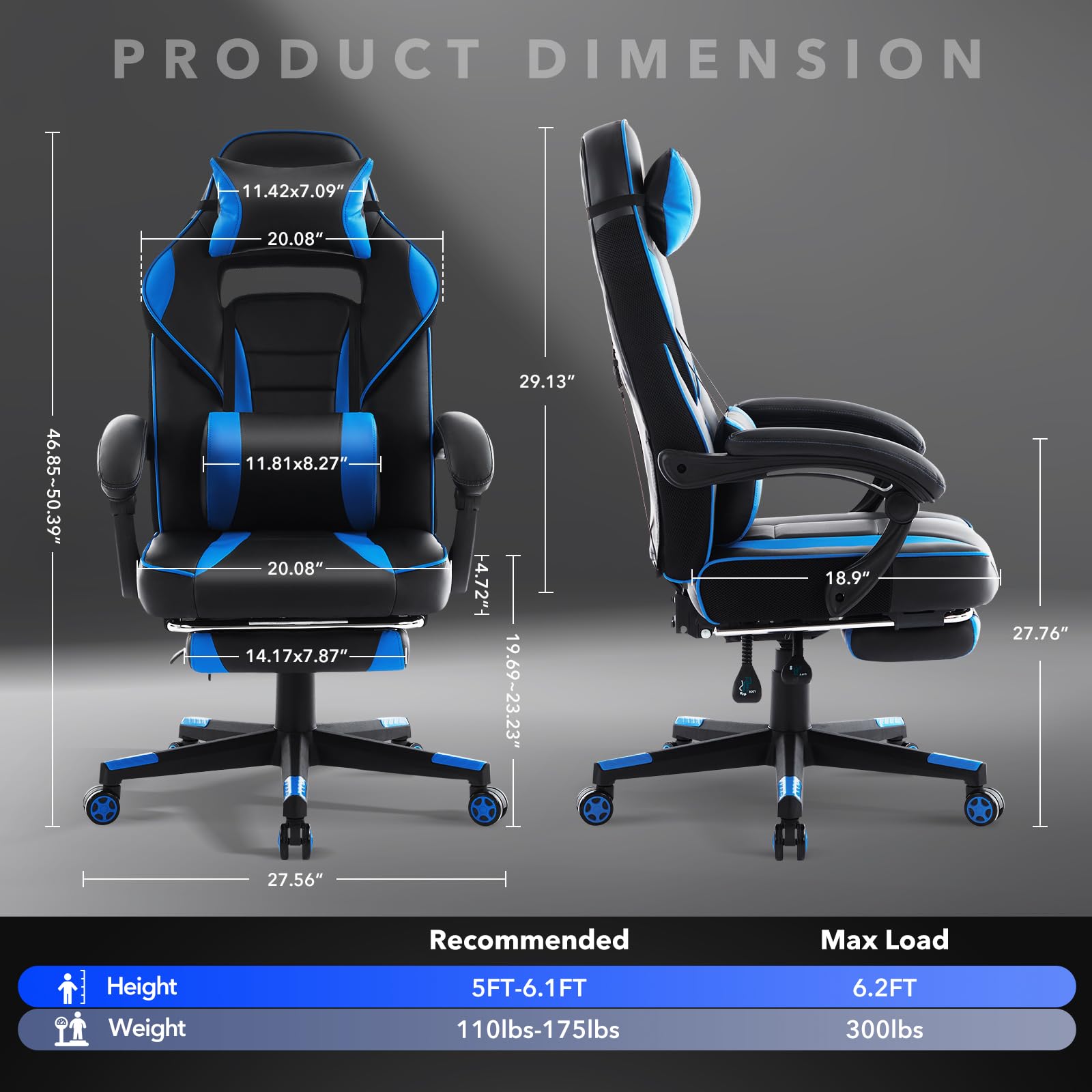 Gaming chair dimensions and wide seat size