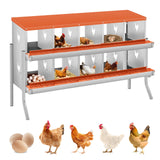 Garvee 10 Compartments Chicken Nesting Boxes for Laying Eggs, Poultry Egg Laying Boxes, Heavy-Duty Galvanized Steel, Easy Assembly, Durable - Orange 10 Hole  With Legs