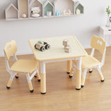 Garvee Kids Table and 2 Chairs Set with Graffiti Desktop, Height Adjustable Toddler Table and Chairs Set, 4 in 1 Activity Table Play Table for Reading, Drawing, Playing, Eating - Wood Color