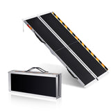 Garvee Portable Wheelchair Ramp Heavy Duty Aluminum Folding Ramp with Non-Slip Surface for Home Steps, Scooter, Car, Doorways, Curbs & Stairs, Foldable, Lightweight, Safety Lock, 600Lb Capacity