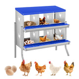Garvee 6 Compartments Chicken Nesting Boxes for Laying Eggs, Poultry Nesting Boxes, Egg Laying Boxes for Chickens & Hens, Heavy-Duty Galvanized Steel, Easy to Clean, Durable, Protective Design - Blue 6 Hole  With Legs