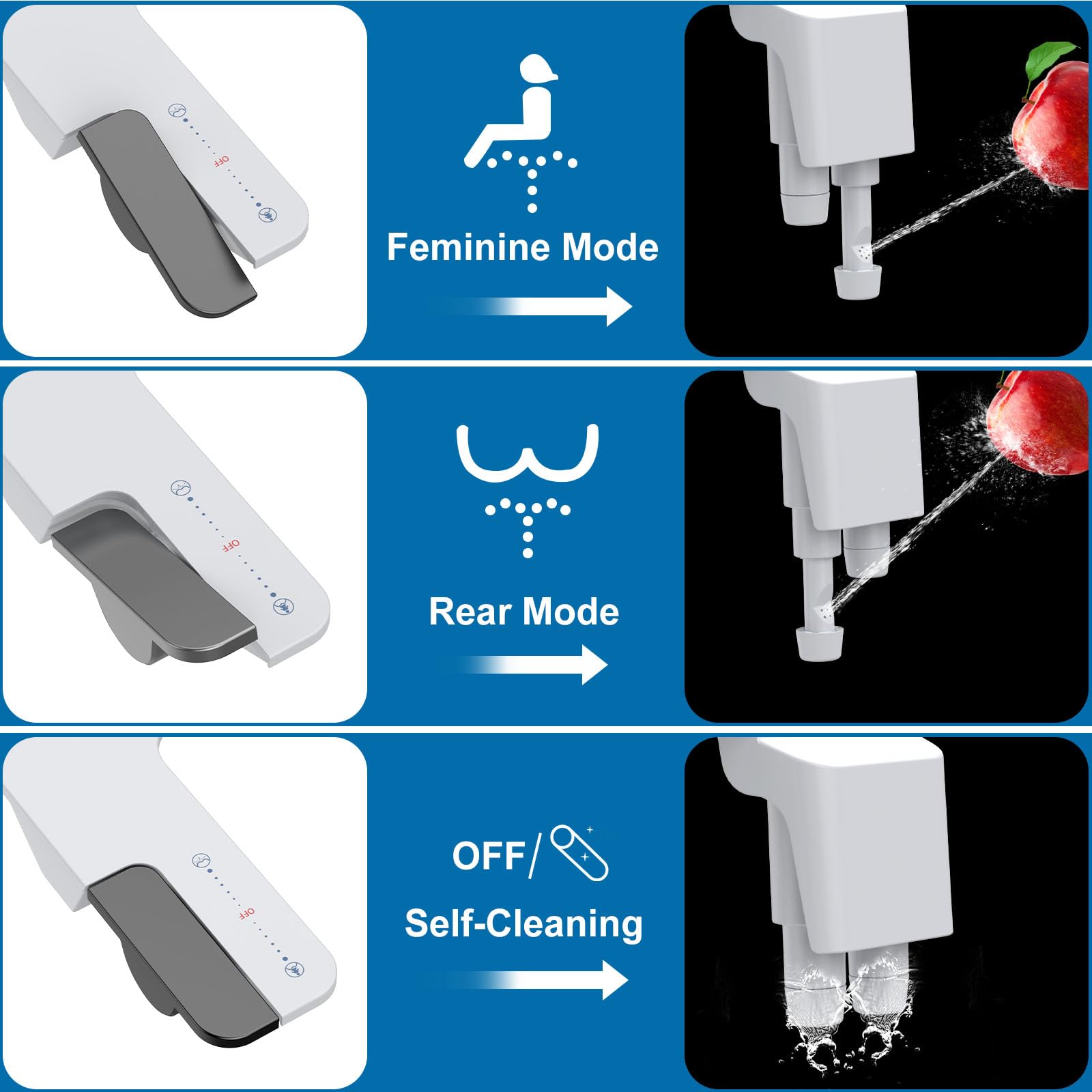 Double buse pour lavage arrière et féminin avec autonettoyage