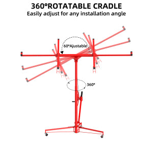 Garvee 11 ft Drywall Lift Heavy-Duty Panel Hoist With 360° Adjustable Arm Locking Wheels Black