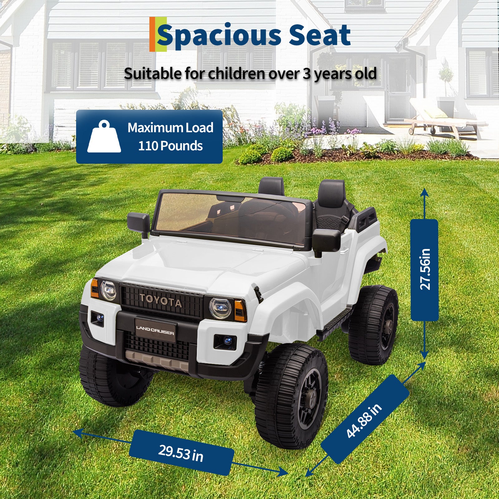 Garvee Toyota Voiture Électrique pour Enfants 24V Sous Licence 2 Places Camion Tout-Terrain avec Télécommande Musique Bluetooth Lumières LED Pelle Fonctionnelle