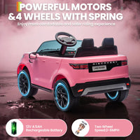 Garvee Ride P Series Voiture Électrique pour Enfants 12V Style Land Rover Deux Moteurs 3 Vitesses Batterie 4.5Ah Ceinture de Sécurité Télécommande Noir Jouet d'Extérieur - Rose