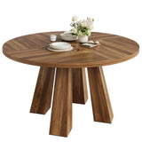 Garvee Round Dining Room Table 47" Wood Kitchen Table with Sturdy Base 4 Strong Legs Walnut - Walnut