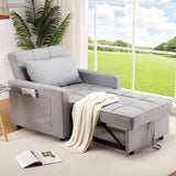 Garvee 3-in-1 Schlafsessel Sofa Bed Foldable Adjustable Backrest Steel Frame Linen Fabric Compact Rooms Guest Use - Hellgrau
