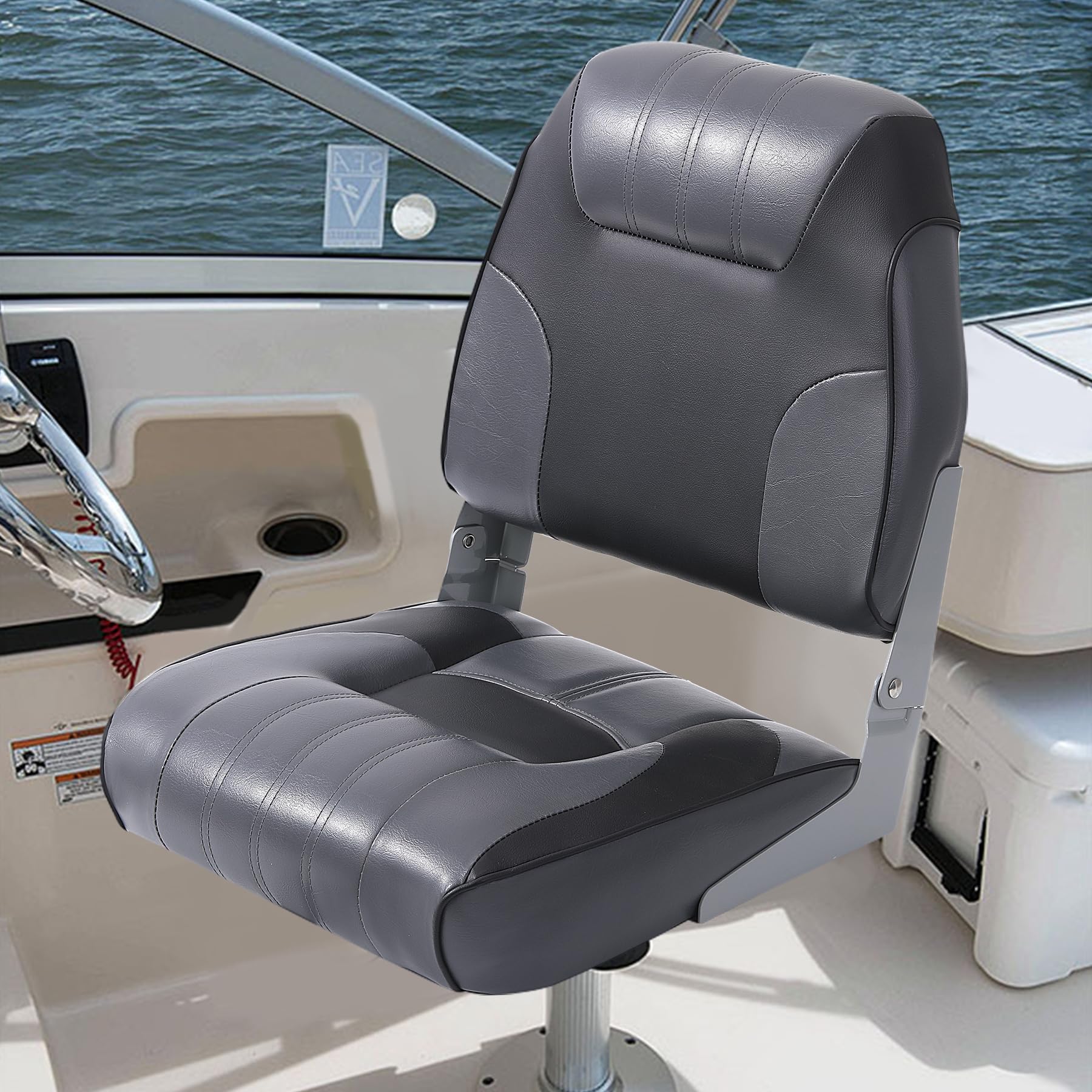 Low back boat seat with durable marine-ready construction