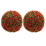 Garvee Buchsbaumkugel With Flower 2pcs Set, UV-Resistant PE Material, Red Rose Topiary Ball, Outdoor Balcony Wedding Decor, Easy Assembly - Rot
