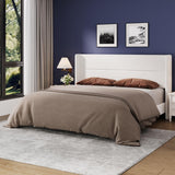 Garvee King Size Bed Frame with Wingback Headboard, Velvet Upholstered Platform Bedframe, White, 8'' Under-Bed Storage - White