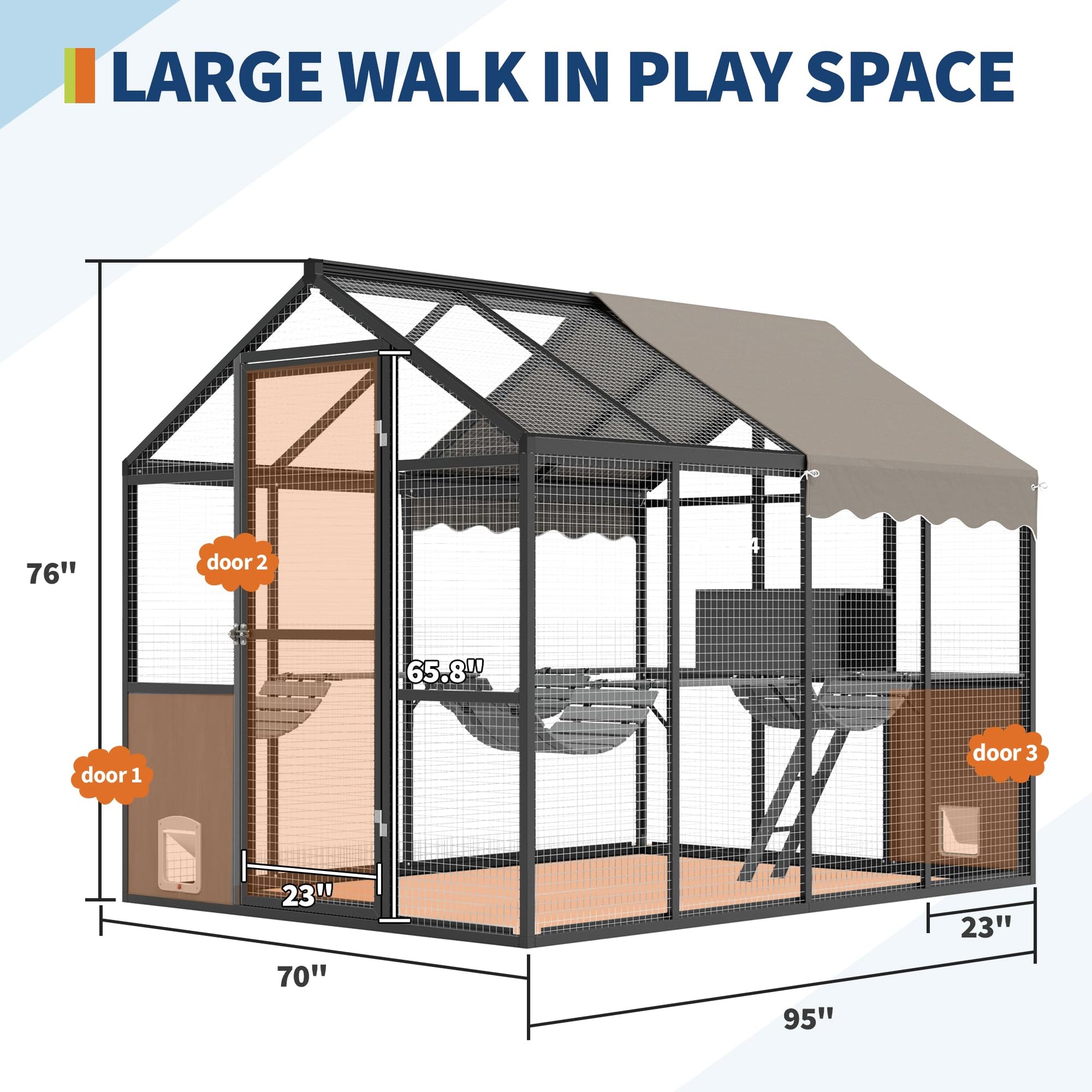 Walk-in catio with spacious play area
