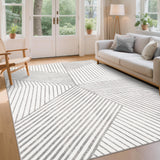 Garvee Washable 10x13 Geometric Area Rug Grey for Living Room Bedroom Dining Room Office, Soft Non Slip Indoor Carpet - Grey