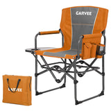 Garvee Oversized Camping Directors Chair Portable Folding Lawn Chair with Side Table for Outdoor Beach Fishing Picnic, Heavy Duty, Orange - Orange