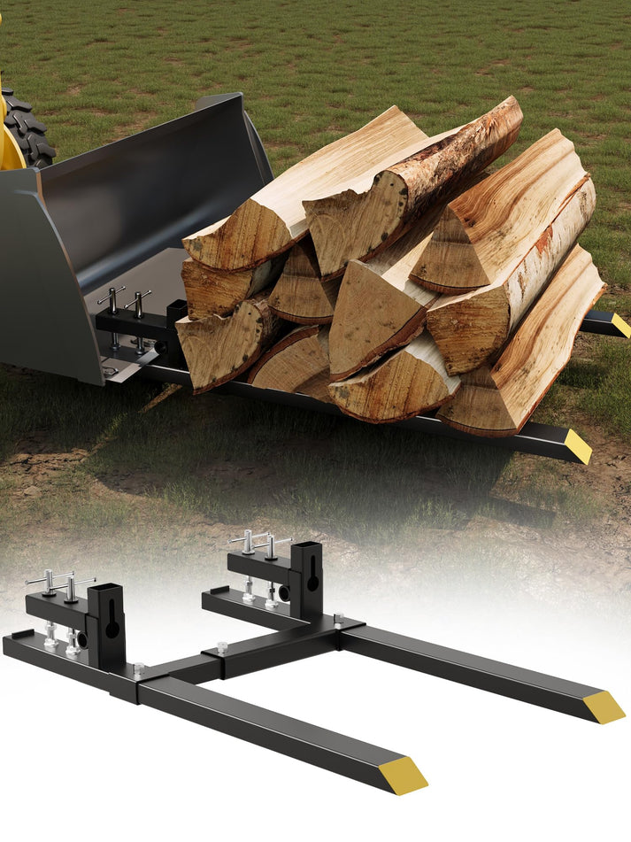 Heavy-duty tractor pallet forks with reinforced steel construction
