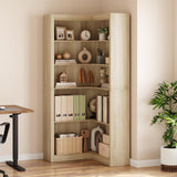 Garvee Corner Bookshelf 71.8'' Farmhouse Corner Bookcase, Tall Bookcase 5 Tier L-Shaped Corner Shelf Large Display Rack, Large Display with Storage Heavy Duty for Bedroom Living Room Home Office - Wood color