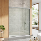 Garvee Sliding Shower Door Semi-Frameless Bypass 56-60"w x 72"h Brushed Nickel Walk-in Shower - Brushed Nickel (6Mm)