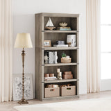 Garvee 5 Tier Bookcase, Farmhouse Book Shelf with Storage Open Display Bookshelves, 71" Tall Book Case Wooden 5 Shelf Bookcase Home Decor Furniture for Home Office, Living Room, Bed Room - Grey - Grey