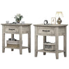 Garvee nightstands, Nightstands Set of 2, End Table with Drawer, Side Table for Spaces, 2 Tiers Storage Shelves with Dresser, Bedside Table for Living Room, Bedroom, Dorm (2pcs-Grey)