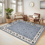 Garvee 10x13 Area Rug Washable Vintage Floral Print Non Slip Soft Carpet for Living Room Bedroom Dining Room Grey - Grey