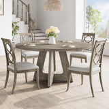 Garvee 47-Inch Round Large Dining Table, Wooden Kitchen Table for 4, Farmhouse Dinner Table With Wooden Top and Legs for Home Dining Room or Living Room - Grey(Only Table) - Grey