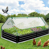 Garvee 8x4x1 Ft Raised Garden Bed with Cover Outdoor Galvanized Metal Planter Box Mini Greenhouse Clear Top Cover