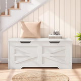 Garvee Storage Chest White 39 Inches Width Storage Bench Entryway Shoe Bench with Safety Hinge Farmhouse Storage Trunk