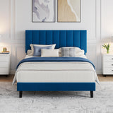 Garvee Full Size Bed Frame Velvet Upholstered Platform Bed Adjustable Tufted Headboard Navy Blue - Navy Blue