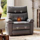 Garvee Oversized Leather Recliner Chair Heat Massage Swivel Rocker Manual Recliner Adults Living Room Black - Grey