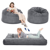 Garvee 2-in-1 Queen Size Giant Bean Bag Chair Bed - Convertible Corduroy Sofa Mattress for Bedroom Living Room Light Grey - Light  Grey