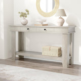 Garvee 54" Rustic Wood Console Table with 2 Drawers & Lower Shelf for Hallway Living Room Behind Couch, 54x14x30, Warm Wood - Grey