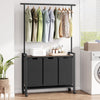 Garvee Laundry Sorter, Laundry Hamper 3 Section with Hanging Rack, Rolling Laundry Cart on Wheels, Pull-Out and Removable Laundry Basket with Shelf, Rustic Brown and Black