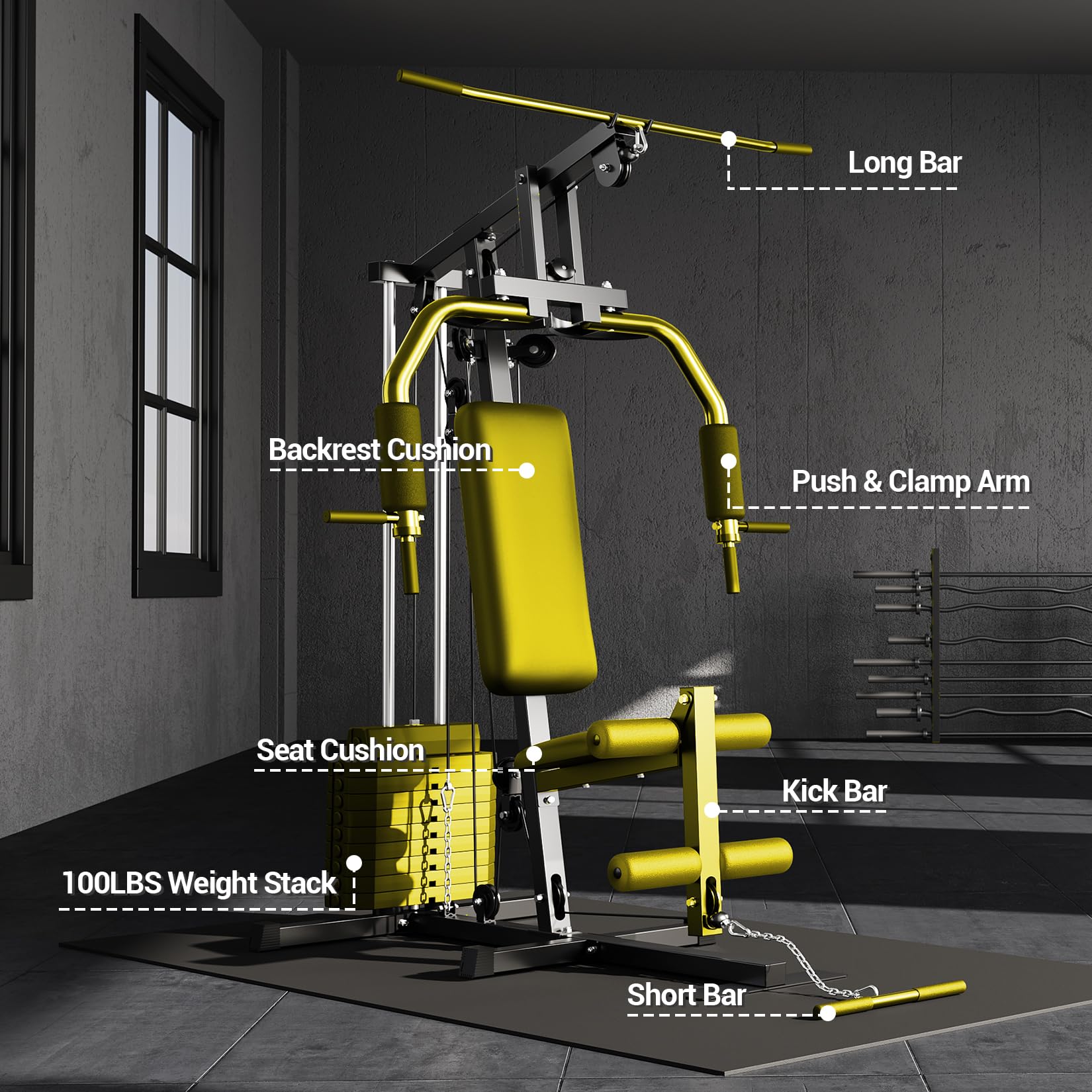 100LBS weight stack and key components overview