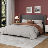 Garvee King Size Bed Frame with Velvet Wingback Headboard, Platform Bedframe, Grey, 8'' Under-Bed Storage Space - Grey