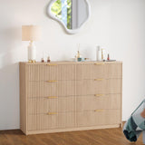 Garvee Fluted Wood Dresser 8 Drawer Solid Wood TV Stand for Bedroom Living Room Hallway Nursery Natural Oak - Natural Oak
