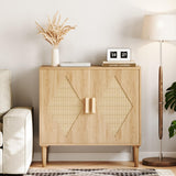 Garvee Sideboard Buffet Kitchen Storage Cabinet with Rattan Doors, Modern Rattan Storage Cabinet Free Standing Accent Cabinet for Living Room, Hallway, Dining Room, Entryway
