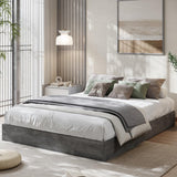 Garvee Queen Size Wood Platform Bed Frame No Headboard Modern Minimalist Design Sturdy Wood Slat Support Easy Assembly - Charcoal Grey