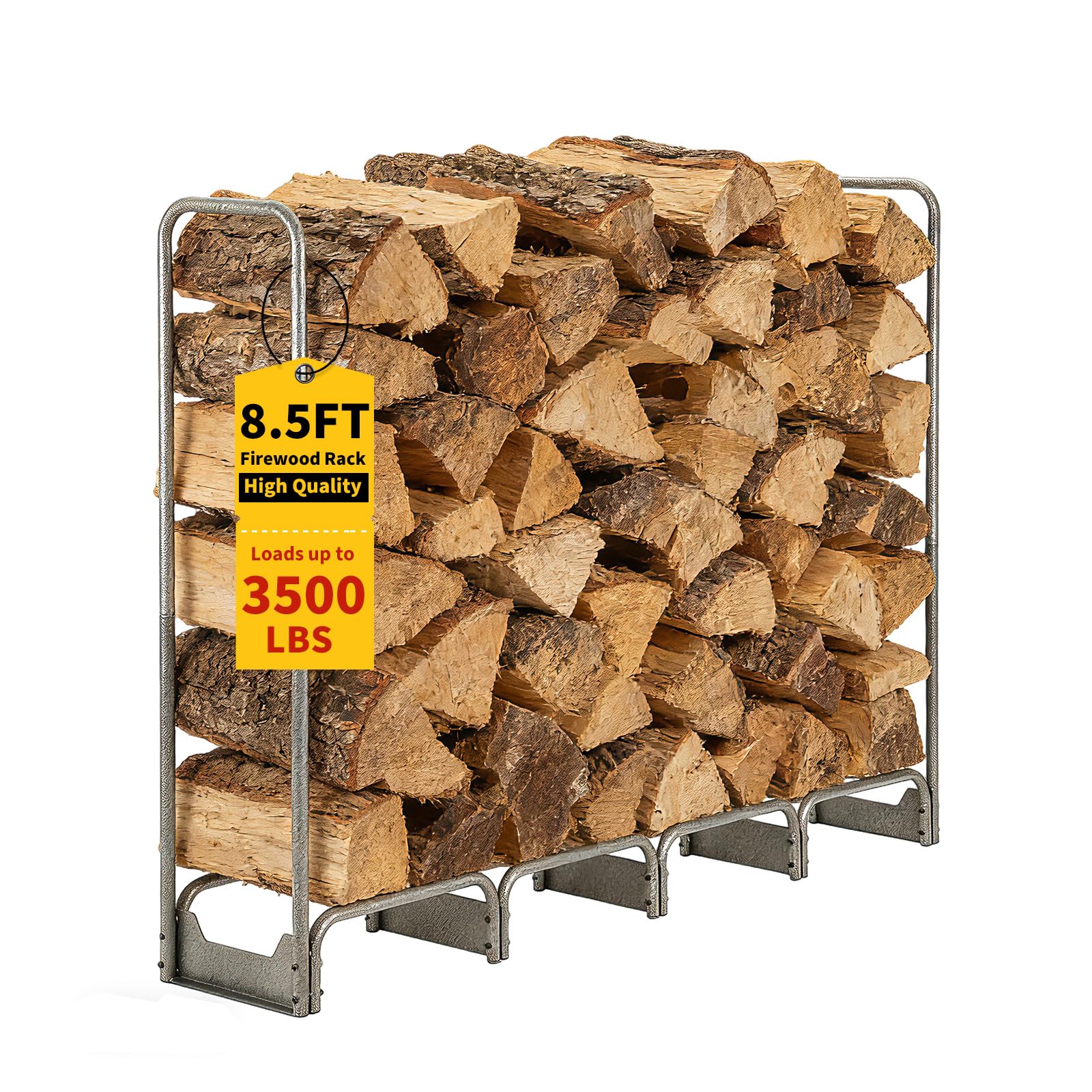 Garvee 8.5FT Steel Firewood Rack with 600D Waterproof Oxford Cover - H