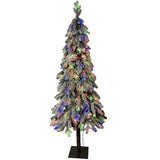 Garvee 7Ft Artificial Christmas Tree Prelit Snow Flocked Xmas Tree with 688 PE Branch Tips 230 Colorful Lights Metal Stand Full Realistic Appearance