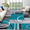 Garvee Modern Turquoise 8x10 Geometric Washable Rug, Non Slip Low Pile Stain Resistant Carpet for Living Room