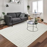 Garvee Washable Rug 9x12 Vintage Buffalo Plaid Rug Ultra-Soft Non-Slip Indoor Floor Carpet Antique Checkered Design - Earth Gray