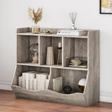 Garvee Kids Bookshelf, Toy Storage Organizer, Toy Storage Cabinet with Five Storage Spaces, Suitable for Children's Room, Playroom, Nursery and School (Grey) - Grey