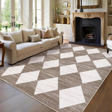 Garvee 10x13 Large Washable Area Rug Modern Checkered Non Slip Brown for Living Room Nursery Office - Checkered|Brown