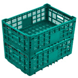Garvee 52L Heavy-Duty Collapsible Milk Crate - Foldable Plastic Storage Crate for Garage, Kitchen & Office - Multi-Use, Reinforced Walls, Lightweight Black - 2Green