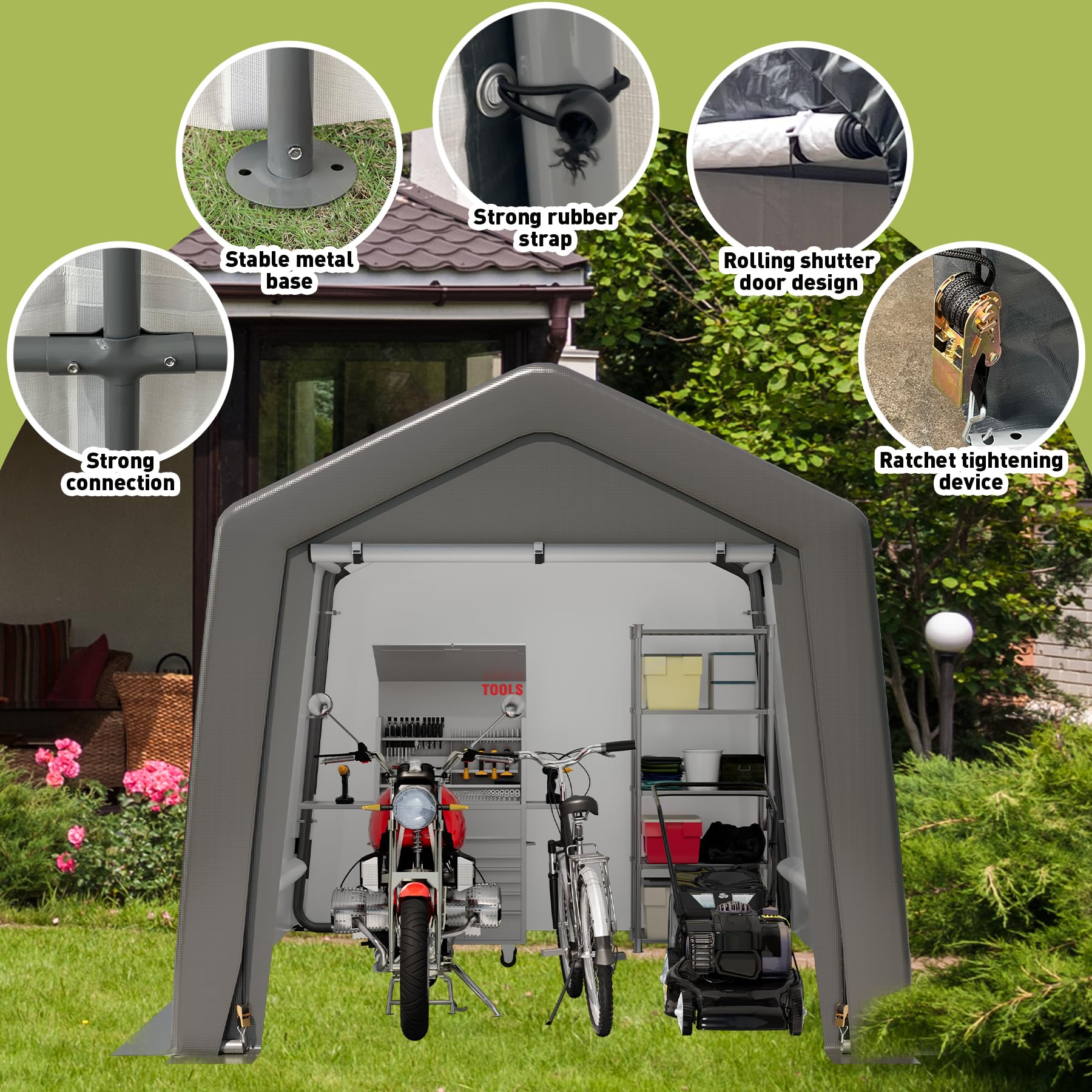 Reinforced metal frame with stable base and secure fasteners