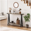 Garvee Farmhouse Console Table, 43.3" Entryway Table with Storage, V-Shaped Legs, Metal Frame, MDF, 2-Tier Design, Rustic Brown, Living Room, Hallway