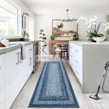 Garvee Area Rug 2x6 Braided Print Washable Rug Non-Slip Hallway Runner Blue Ultra-Thin Farmhouse Kitchen Mat - Blue