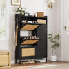Garvee Rattan Shoe Storage Cabinet with 3 Flip Drawers, Freestanding Organizer with Adjustable Shelves for Entryway, Narrow Shoe Rack Cabinet for Hallway, Easy Assembly, Black