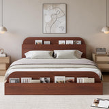 Garvee Queen Size Bed Frame with Storage Headboard and Raised-Footboard for Bedroom, Low Platform, Espresso - Espresso